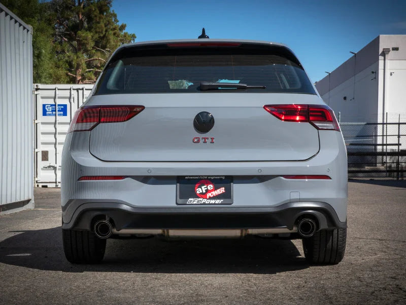 aFe Gemini XV 3in to 2 1/2in 304 SS Cat-Back Exhaust 22-23 Volkswagen GTI (MK8) 2.0L w/ Carbon Tips - Back View