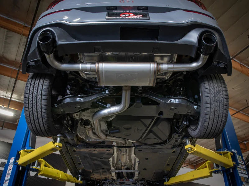 aFe Gemini XV 3in to 2 1/2in 304 SS Cat-Back Exhaust 22-23 Volkswagen GTI (MK8) 2.0L w/Polished Tips - Side View