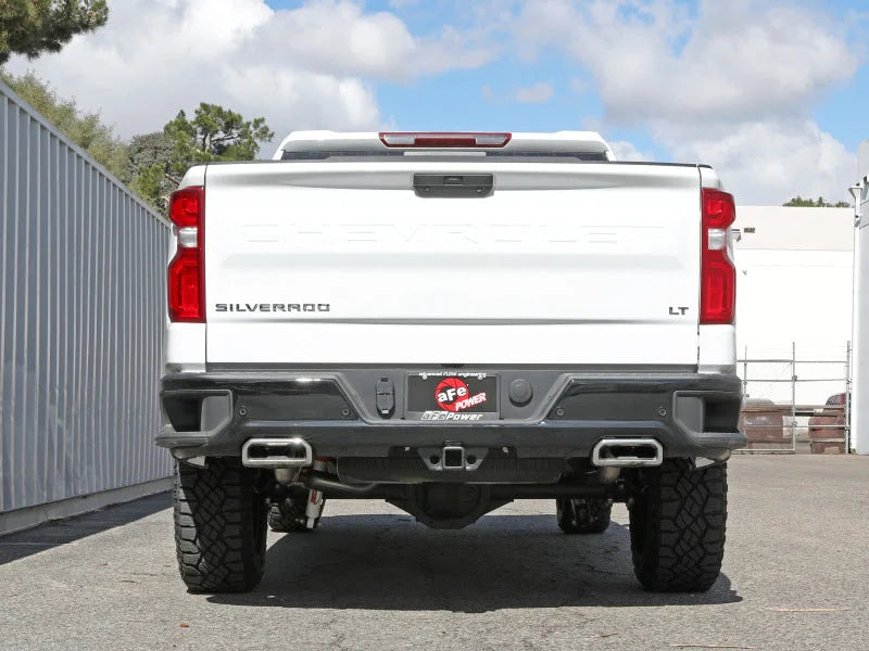 aFe Gemini XV 4in to Dual 3in 304 SS Cat-Back Exhaust w/ Cutout 19-21 GM Silverado/Sierra V8-6.2L - Installation View