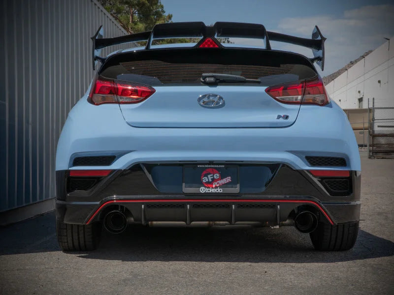 aFe Hyundai Veloster N 21-22 L4-2.0L (t) Takeda Cat-Back Exhaust System- Black Tips - Side View