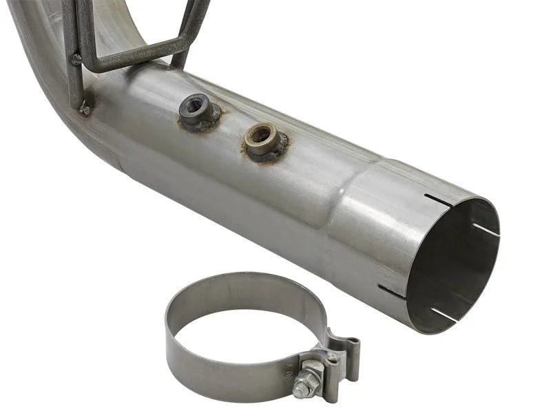 aFe LARGE BORE-HD 4in 409-SS DPF-Back Exhaust w/Dual Black Tips 2017 GM Duramax V8-6.6L (td) L5P - Side View