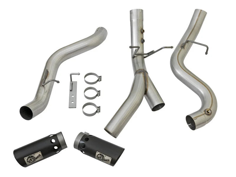 aFe LARGE BORE-HD 4in 409-SS DPF-Back Exhaust w/Dual Black Tips 2017 GM Duramax V8-6.6L (td) L5P - Additional View 7