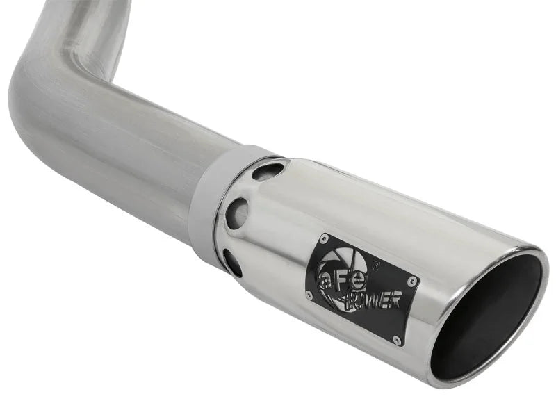 aFe LARGE BORE HD 4in 409-SS DPF-Back Exhaust w/Polished Tip 07.5-12 Dodge Diesel Trucks L6-6.7L(td) - Side View