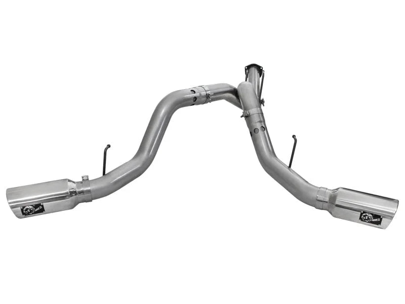 aFe LARGE BORE HD 4in 409-SS DPF-Back Exhaust w/Polished Tip 11-14 Ford Diesel Trucks V8-6.7L (td) - Side View
