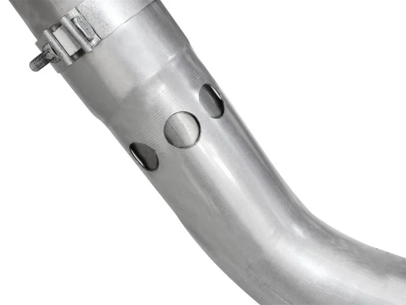 aFe LARGE BORE HD 4in 409-SS DPF-Back Exhaust w/Polished Tip 11-14 Ford Diesel Trucks V8-6.7L (td) - Back View
