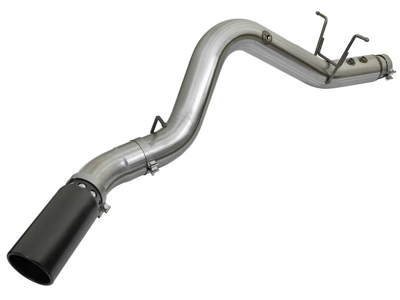aFe LARGE BORE HD 5in 409-SS DPF-Back Exhaust w/Black Tip 2017 GM Duramax V8-6.6L (td) L5P - Back View