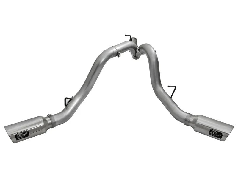 aFe LARGE Bore HD 4in Dual DPF-Back SS Exhaust w/Polished Tip 16-17 GM Diesel Truck V8-6.6L (td) LML - Installation View