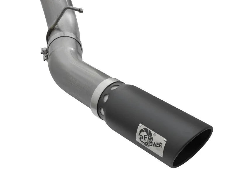 aFe LARGE Bore HD 5in Exhausts DPF-Back SS w/ Black Tips 16-17 GM Diesel Truck V8-6.6L (td) LML/L5P - Side View