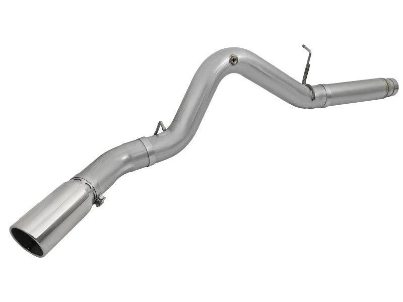 aFe LARGE Bore HD 5in Exhausts DPF-Back SS w/ Pol Tips 16-17 GM Diesel Truck V8-6.6L (td) LML/L5P - Side View