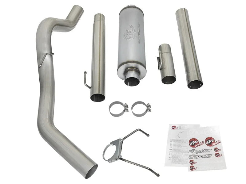 aFe LARGE Bore HD Exhausts Cat-Back SS-409 EXH CB Dodge Diesel Trucks 03-04 L6-5.9L (td) - Side View