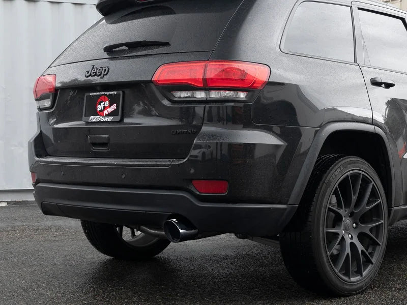aFe Large Bore HD 3in 304 SS Cat-Back Exhaust w/ Black Tips 14-19 Jeep Grand Cherokee (WK2) V6-3.6L - Back View
