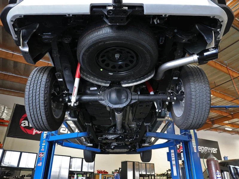 aFe Large Bore-HD 3in 409SS DPF-Back 20-21 GM Trucks L6-3.0L (td) LM2 - Black Tip - Side View