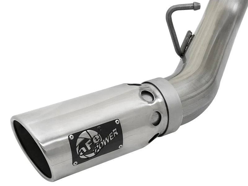 aFe Large Bore-HD 4in 409-SS DPF-Back Exhaust w/Dual Polished Tips 2017 GM Duramax V8-6.6L (td) L5P - Installation View