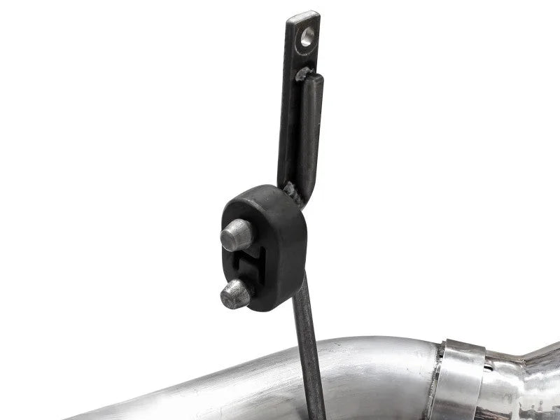 aFe Large Bore-HD 4in 409 Stainless Steel DPF-Back Exhaust w/Polished Tips 15-16 Ford Diesel Truck - Installation View