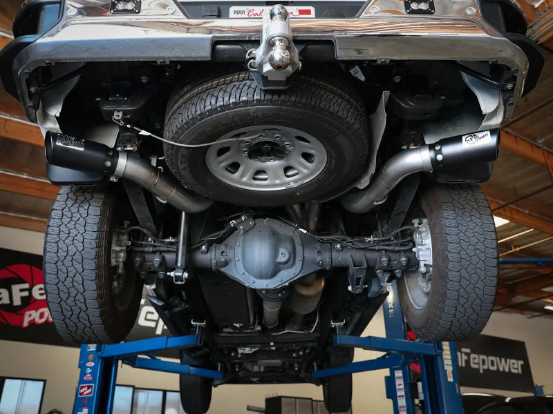 aFe Large Bore-HD 4in 409SS DPF-Back Exhaust System w/Black Tip 20 GM Diesel Trucks V8-6.6L (td) L5P - Installation View