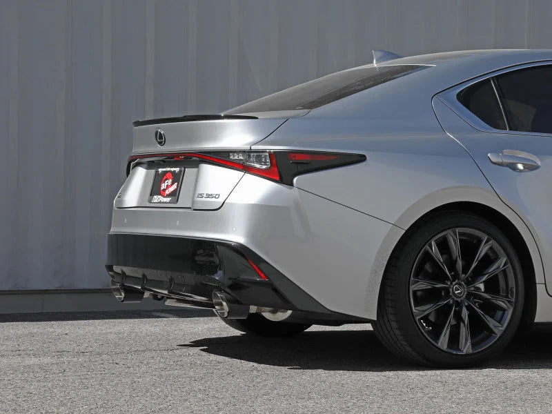 aFe Lexus IS350 14-22 V6-3.5L Takeda Axle-Back Exhaust System- Carbon Fiber Tip - Side View