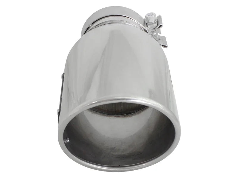 aFe MACH Force-XP 304 SS Right Side Single Wall Polished Exhaust Tip 4in Inlet x 6in Outlet x 12in L - Installation View