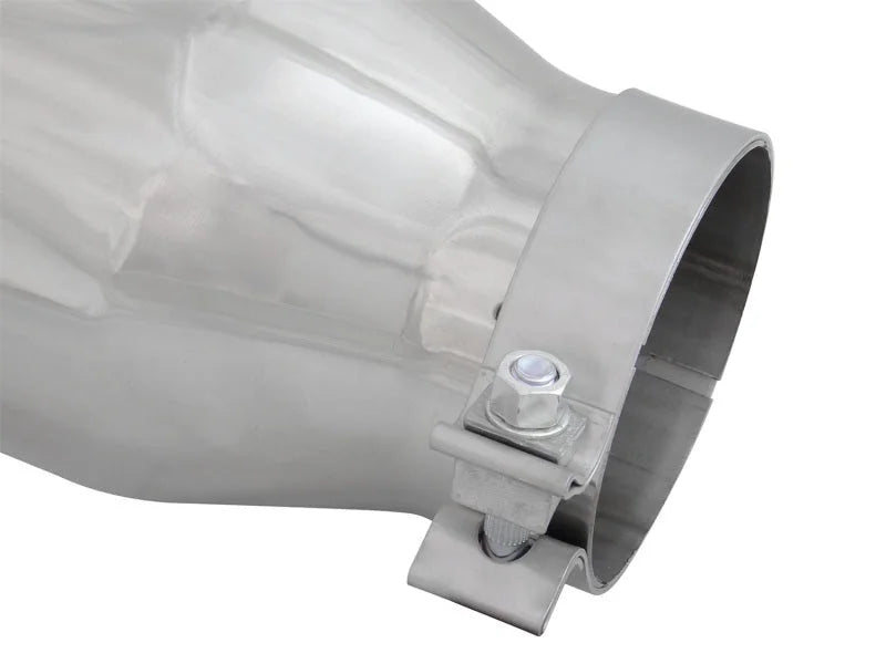 aFe MACH Force-XP 304 SS Right Side Single Wall Polished Exhaust Tip 4in Inlet x 6in Outlet x 12in L - Additional View 6