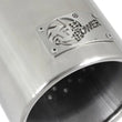 Load image into Gallery viewer, aFe MACH Force-XP 304 SS Sing Wall Pol Exh Tip Univ Exit 3in Inlet x 4in Outlet x 12in L - Clamp On - Side View