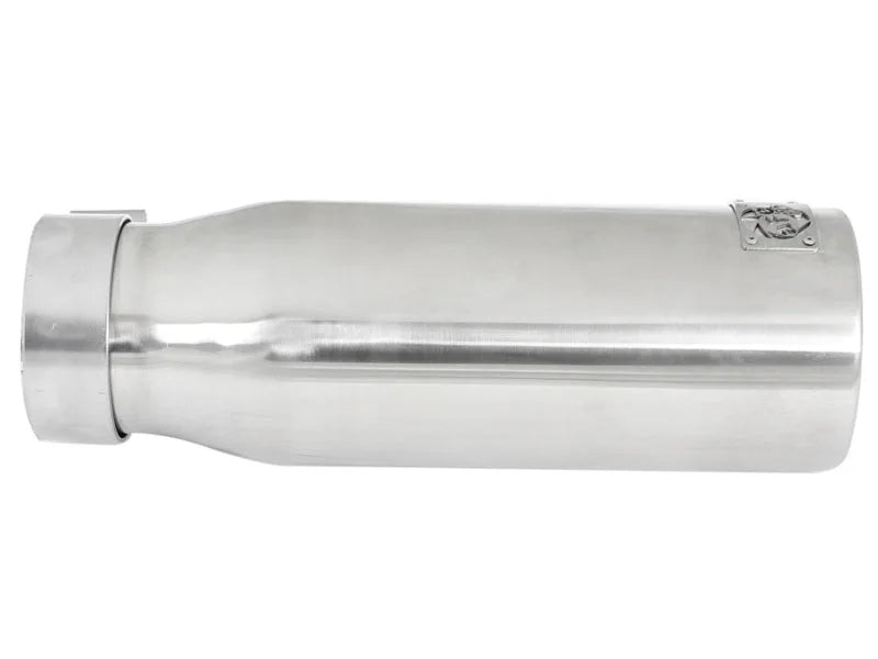aFe MACH Force-XP 304 SS Sing Wall Pol Exh Tip Univ Exit 3in Inlet x 4in Outlet x 12in L - Clamp On - Additional View 5