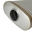 Load image into Gallery viewer, aFe MACH Force XP 304 Stainless Steel Muffler 2.5in Center/Offset 18in L x 9in W x 4in H - Side View