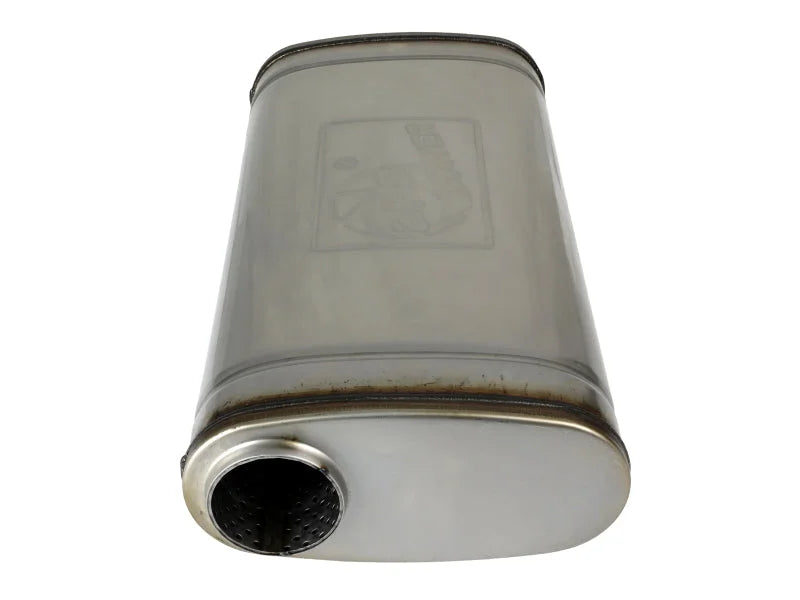 aFe MACH Force XP 304 Stainless Steel Muffler 2.5in Center/Offset 18in L x 9in W x 4in H - Installation View