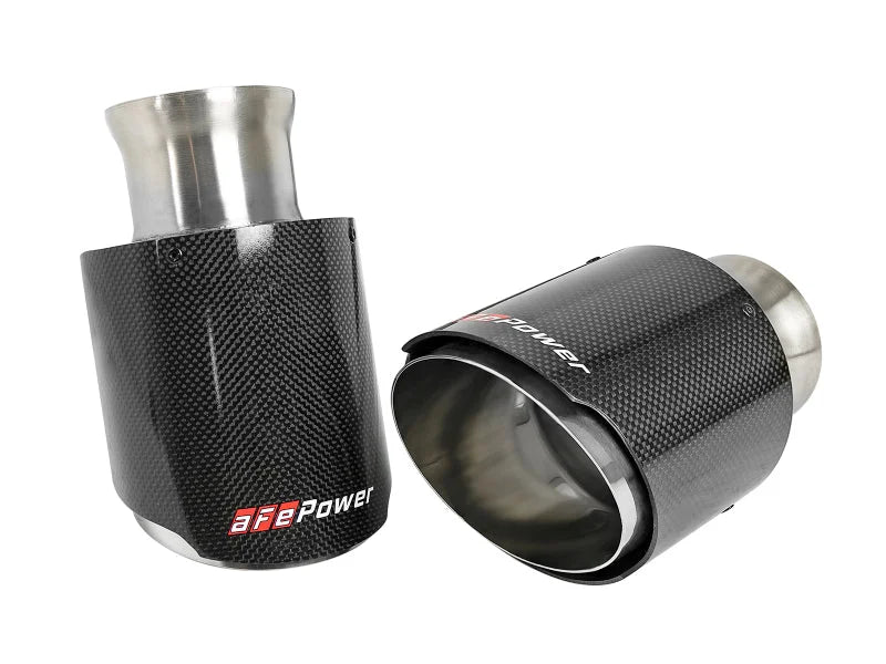 aFe MACH Force-XP 4-1/2in Carbon Fiber OE Replacement Exhaust Tips - 15-19 Dodge Charger/Hellcat - Main Product View
