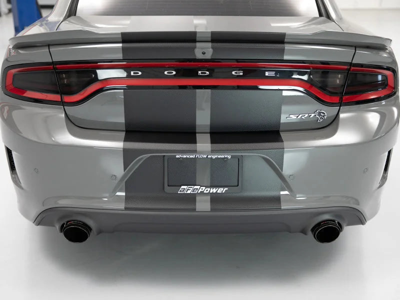 aFe MACH Force-XP 4-1/2in Carbon Fiber OE Replacement Exhaust Tips - 15-19 Dodge Charger/Hellcat - Back View