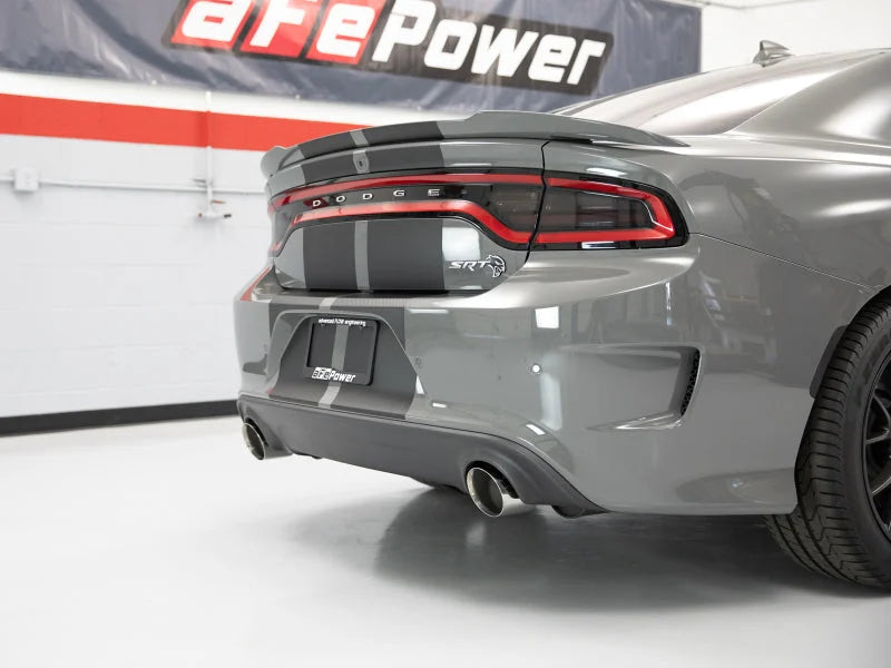 aFe MACH Force-XP 4-1/2in Polished OE Replacement Exhaust Tips - 15-19 Dodge Charger/Hellcat - Back View