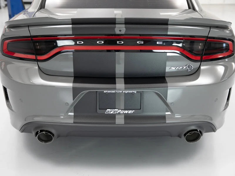aFe MACH Force-XP 4-1/2in Polished OE Replacement Exhaust Tips - 15-19 Dodge Charger/Hellcat - Installation View
