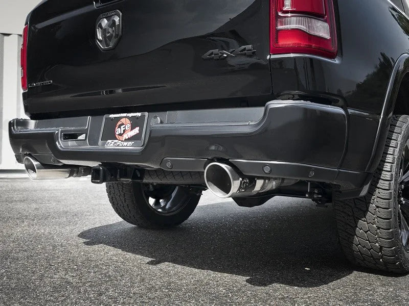 aFe MACH Force-XP 4-1/2in Steel OE Replacement Exhaust Tips - 2021+ Dodge Ram (5.7L V8) - Polished - Back View