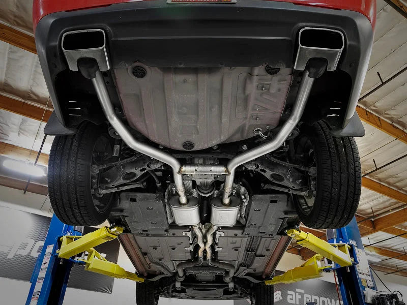 aFe MACH Force-Xp 2-1/2in 304 SS Cat-Back Exhaust 15-19 Dodge Challenger V6-3.6L - Raw Tip - Side View
