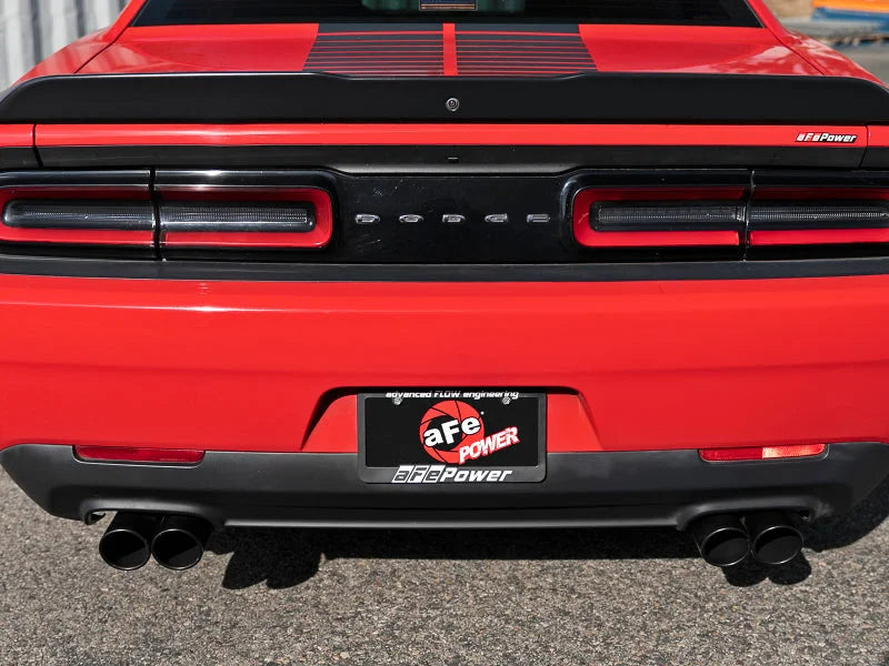 aFe MACH Force-Xp 2-1/2in 304 SS Cat-Back Exhaust 15-21 Dodge Challenger V6-3.6L - Quad Black Tip - Installation View