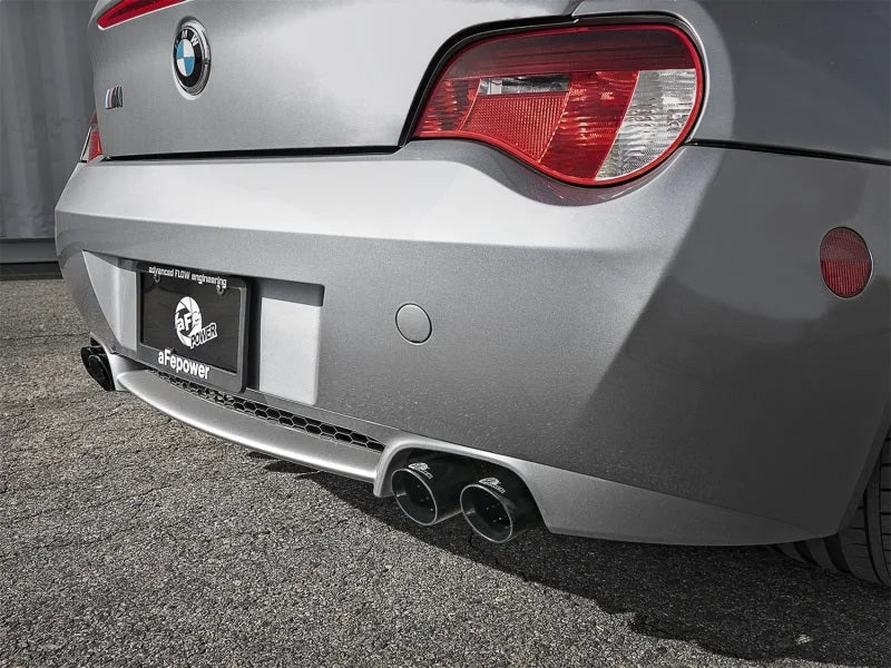 aFe MACH Force-Xp 2-1/2in 304 SS Cat-Back Exhaust w/ Black Tips 05-08 BMW Z4 M Coupe (E86) L6 3.2L - Side View