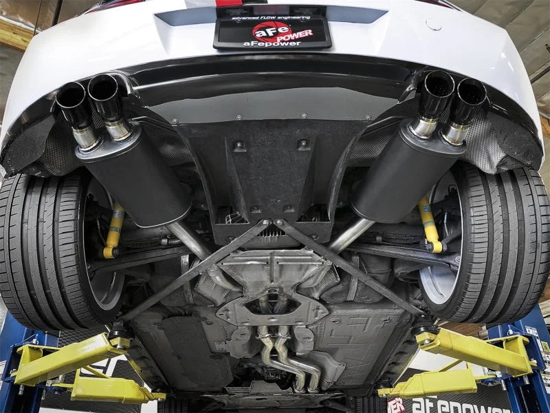 aFe MACH Force-Xp 2-1/2in 304 SS Cat-Back Exhaust w/ Black Tips 05-08 BMW Z4 M Coupe (E86) L6 3.2L - Back View
