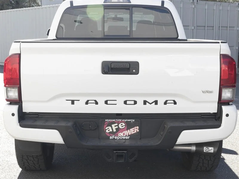 aFe MACH Force-Xp 2-1/2in 304 SS Cat-Back Exhaust w/Black Tips 2016+ Toyota Tacoma L4-2.7L / V6-3.5L - Side View