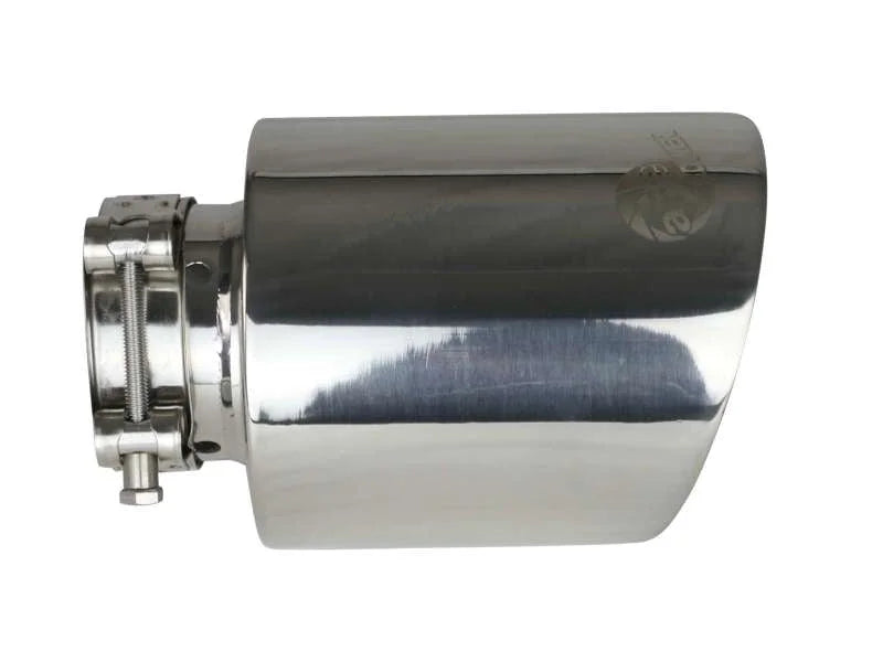 aFe MACH Force-Xp 2-1/2in 304 SS Clamp-On Exhaust Tip 2.5in In / 4.5in Out / 7in.L - Polished - Back View