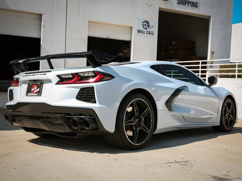 aFe MACH Force-Xp 2-1/2in 304SS Cat-Back 2020 Chevy Corvette (C8) 6.2L - Black Tip - Back View