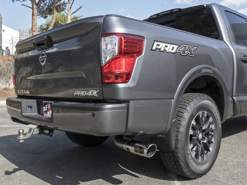aFe MACH Force-Xp 2-1/2in Cat-Back Exhaust System w/ Polished Tip 16-17 Nissan Titan XD V8 5.6L - Side View