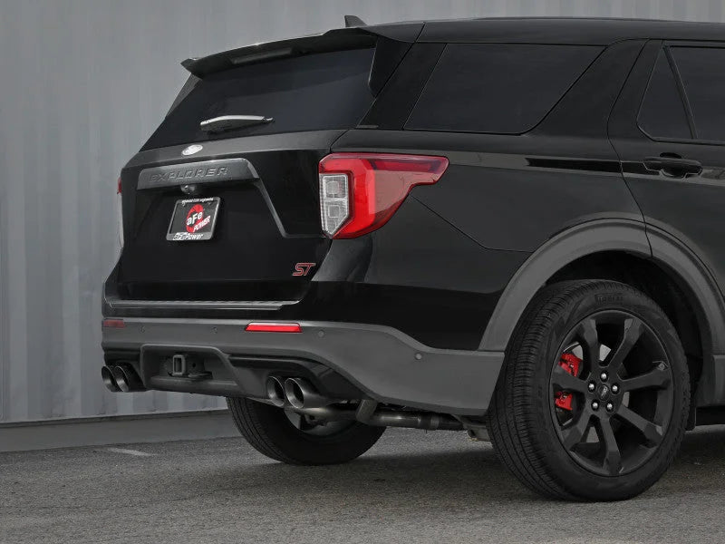 aFe MACH Force-Xp 2.5in. 304 SS C/B Exhaust 20-21 Ford Explorer V6-3.0L - Black Tip - Back View