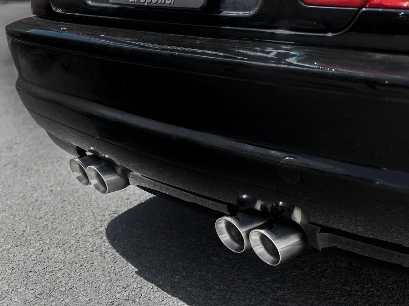 aFe MACH Force-Xp 2.5in 304 SS Cat-Back Exhaust w/ Polished Tips 01-06 BMW M3 - Side View
