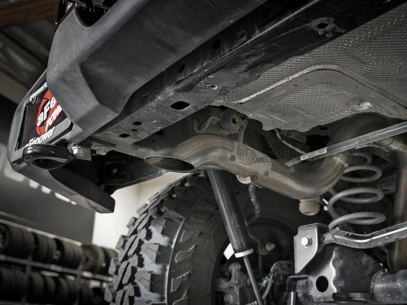 aFe MACH Force-Xp 2.5in 409SS Axle-Back Hi-Tuck Exhaust System 18-20 Jeep Wrangler (JL) V6 3.6L - Side View