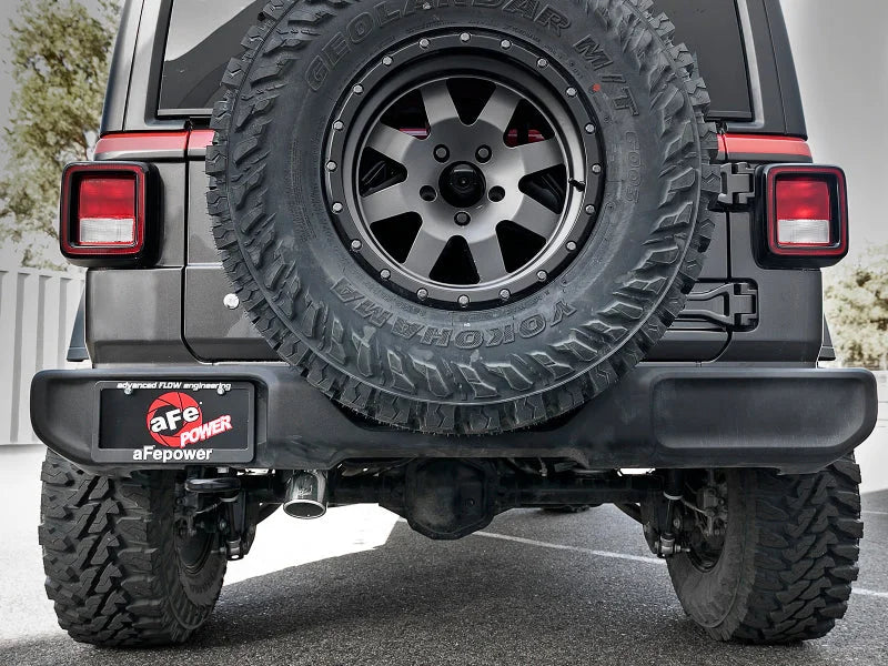 aFe MACH Force-Xp 2.5in Catback High-Tuck Exhaust 18-21 Jeep Wrangler (JL)3.6L 4-Door - Polished Tip - Back View
