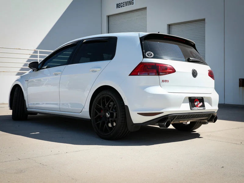 aFe MACH Force-Xp 3 IN to 2-1/2 IN Stainless Steel Cat-Back Exhaust Carbon Volkswagen GTI 15-17 - Side View