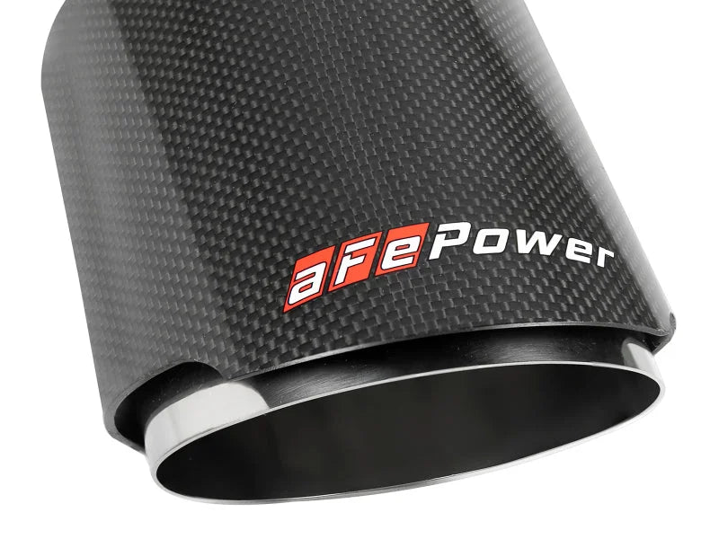 aFe MACH Force-Xp 304 SS Clamp-On Exhaust Tip 2.5in. Inlet / 4.5in. Outlet / 7in. L - Carbon Fiber - Additional View 5