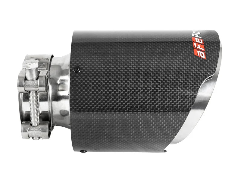 aFe MACH Force-Xp 304 SS Clamp-On Exhaust Tip 2.5in. Inlet / 4.5in. Outlet / 7in. L - Carbon Fiber - Additional View 6