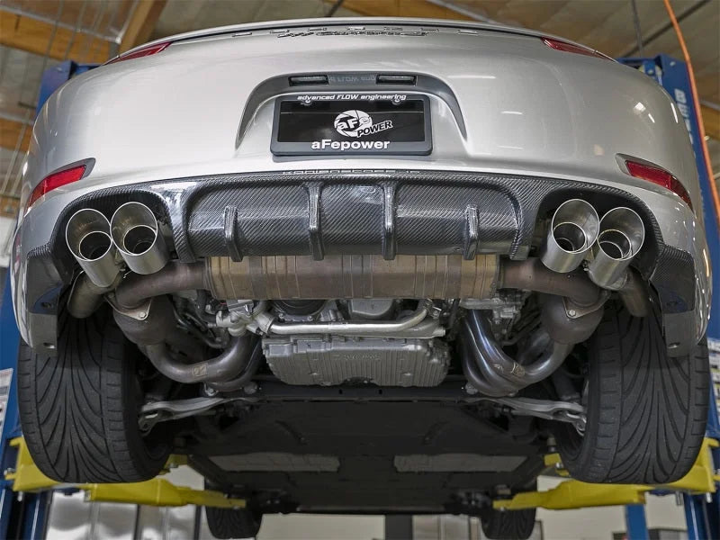 aFe MACH Force-Xp 304 SS OE Exhaust Tips Polished 12-16 Porsche 911 (C2S 991) H6 3.8L - Side View