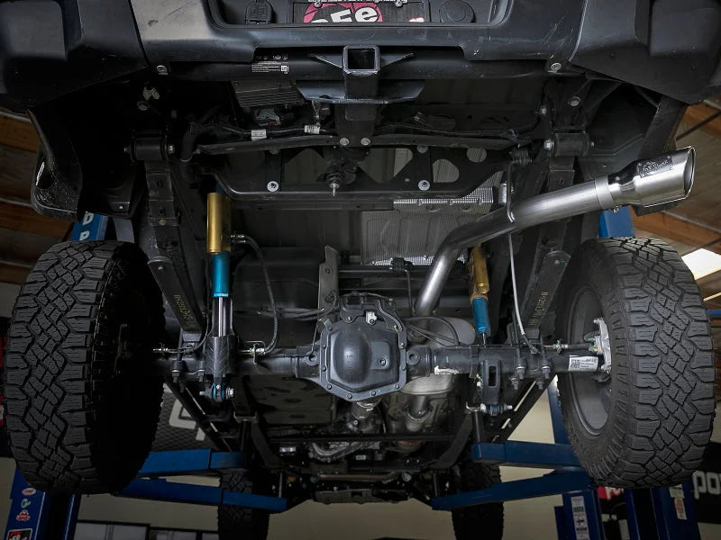 aFe MACH Force-Xp 3.0in 304 SS Cat-Back Exhaust w/ Polished Tip 17-18 GM Colorado/Canyon - Back View