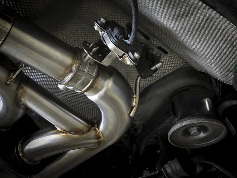 aFe MACH Force-Xp 3.5in. 304 SS C/B Exhaust System 15-18 BMW X5 M (F85) V8-4.4L (tt) - Black Tip - Installation View