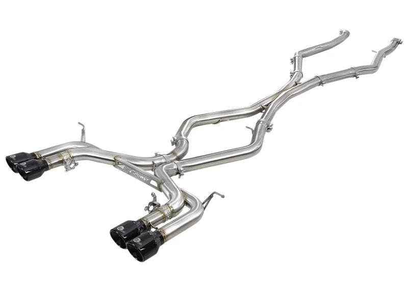 aFe MACH Force-Xp 3.5in. 304 SS C/B Exhaust w/o Muffler 15-18 BMW X5 M V8-4.4L (tt) - Black Tip - Main Product View